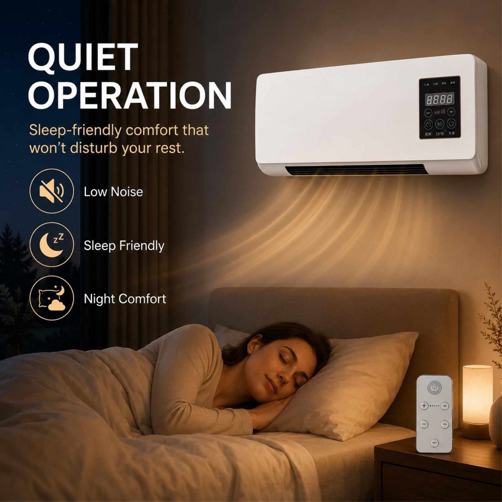 Unidad Combinada de Aire Acondicionado y Calefacción de Pared (Sin Necesidad de Ventana), Ventilador y Aire Acondicionado Portátil 2 en 1 Minisplit Silencioso para Oficina y Hogar(White)