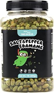 Workbrew Dry Roasted Crunchy Edamame, Sea Salt & Pepper, Plant Based High Protein (13g) Vegan Snack, Made with Olive Oil, 454g Jar, 1lb