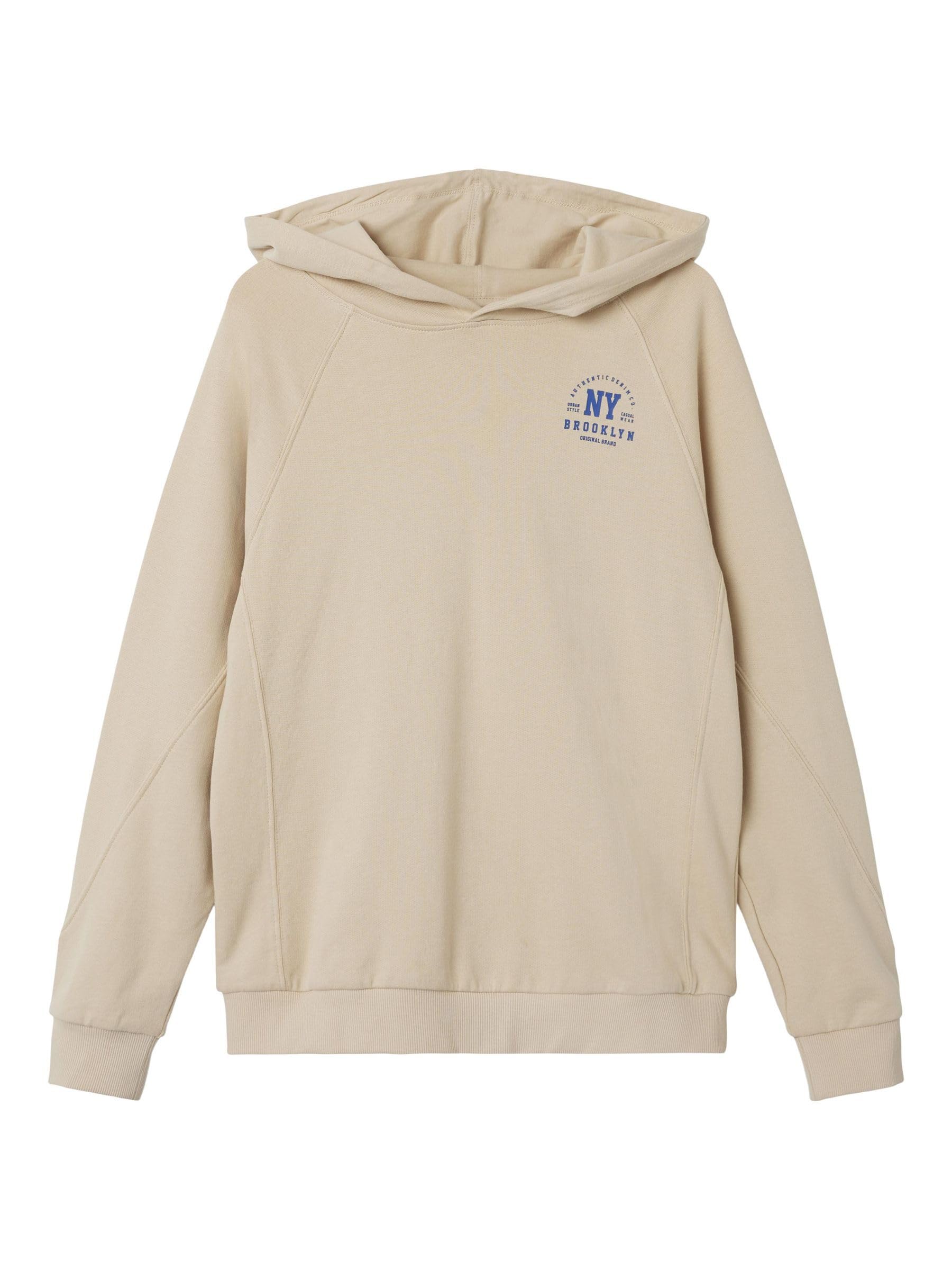 Name IT Jungen Nkmobando Ls Loose Sweat Wh Pb Kapuzenpullover