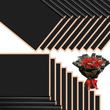 DEWJDFSC 20 Sheets Flower Bouquet Wrapping Paper Floral Korean Black-3 | Waterproof, Florist Supplies, Suitable for Wedding Birthday Valentines Day Flowers Gift Packaging