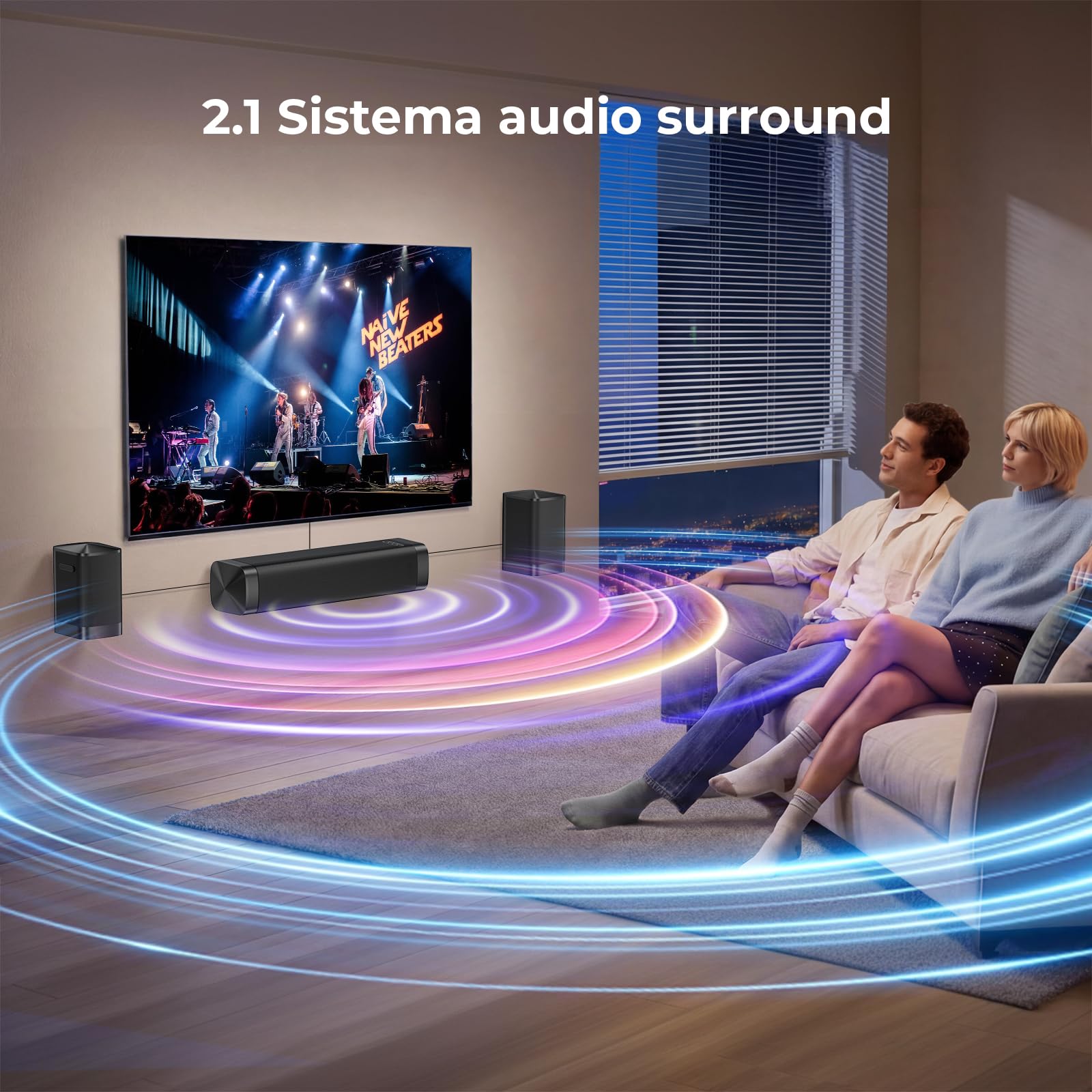 GarageRock Soundbar 3 in 1 Staccabile da 110 W per TV, Soundbar con Canale Centrale 2.1 Canali per TV con Audio Surround Home Theater, Bassi Regolabili, Bluetooth/ARC/Opt/AUX, 1 set, Modello 2026