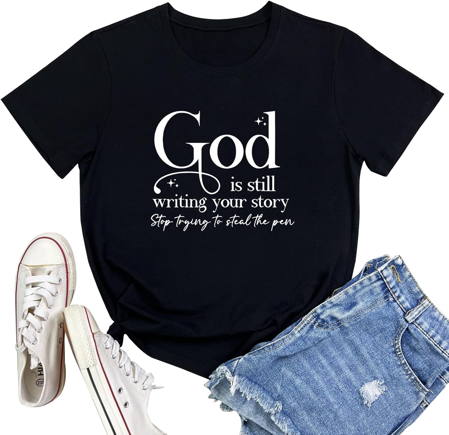 LOOKFACE Womens God is Still T Shirt Comfy Tops Graphic Tees