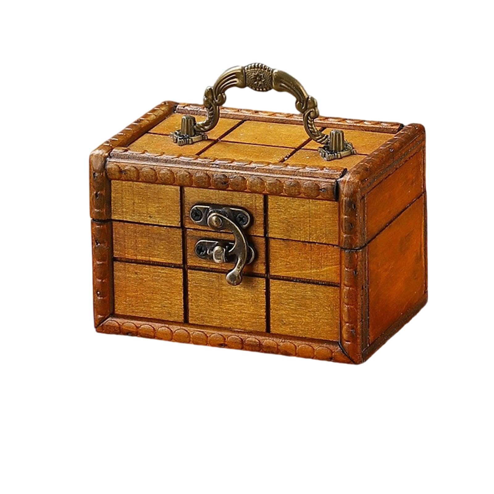 HDOYTXXM Antique Styles Handled Wooden Chests Home Storage Organizers Bucolic Keepsakes Box for Keepsakes Supplies Vintage Jewelry Storage