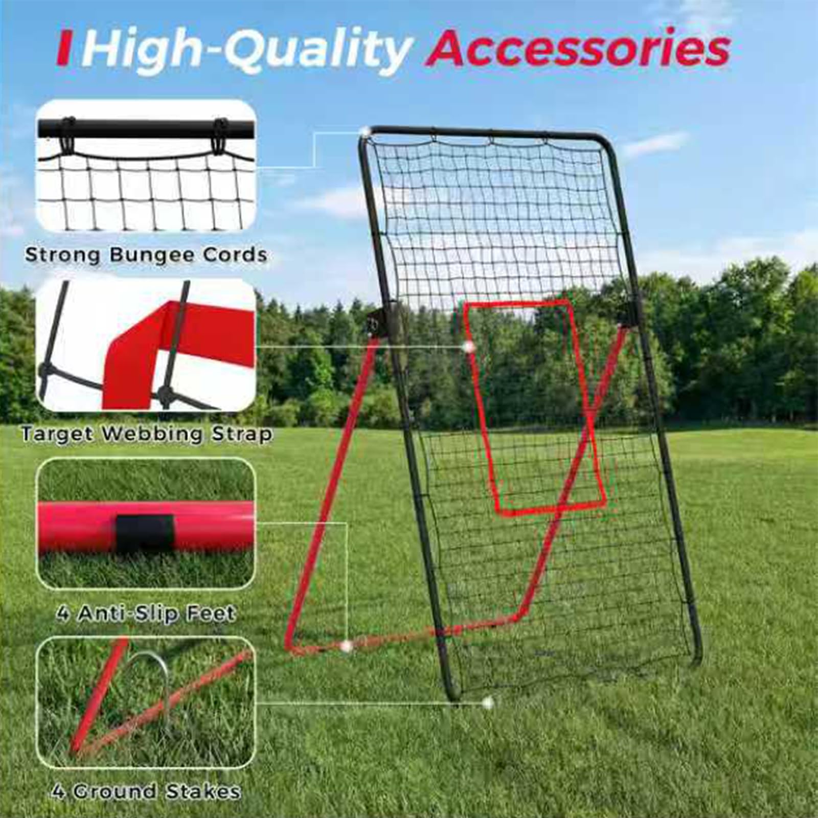 GarveeLife Rete da pallavolo, 213 x 121 cm, regolabile, con zona di rimbalzo, per pallavolo, lacrosse, baseball, pallavolo, per giardino, cortile, esercizi sportivi