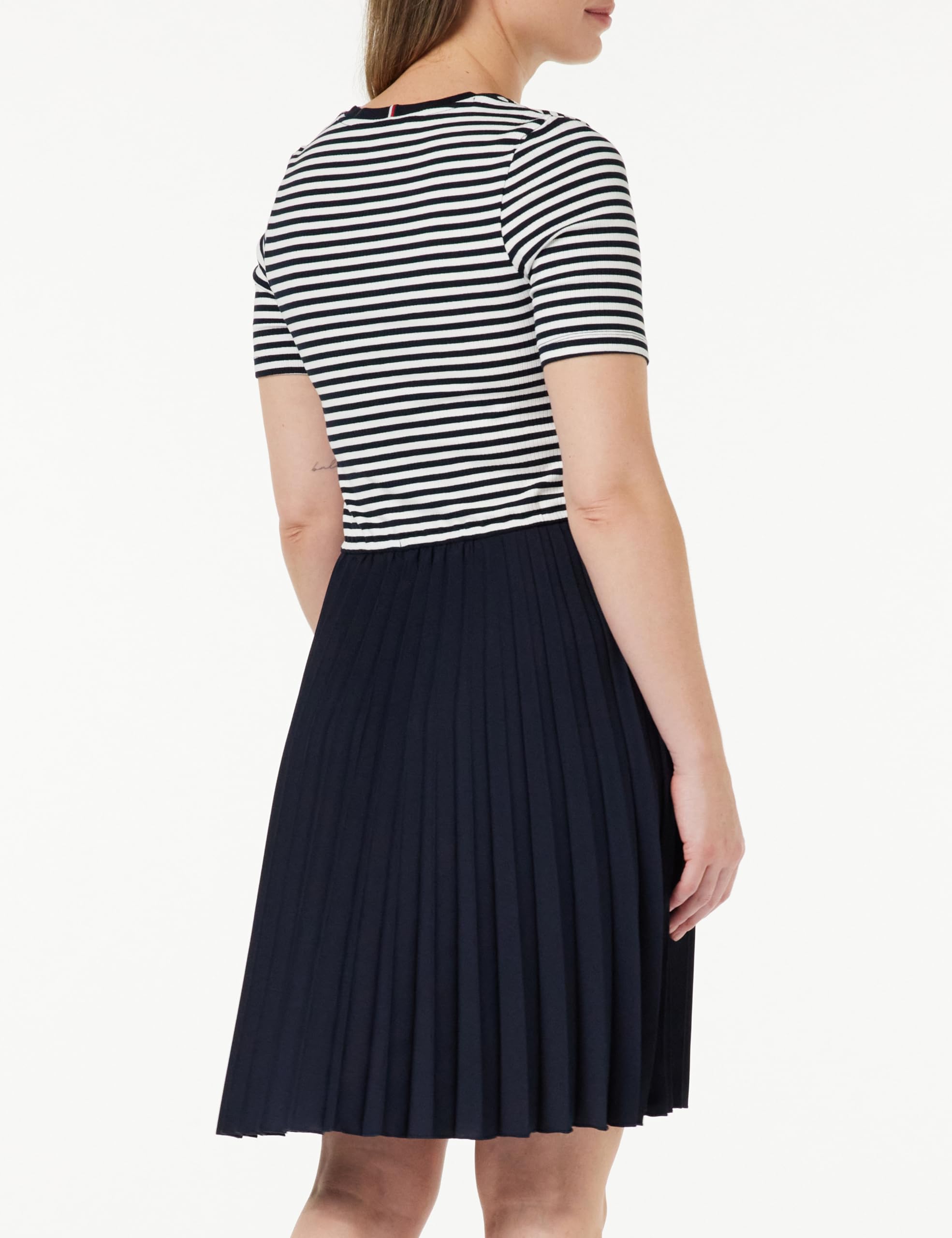 Tommy Hilfiger Damen 5x2 Rib Cnk Pleated Knee DRS Ss Ww0ww42467 Fit & Flare Kleider (1er Pack)