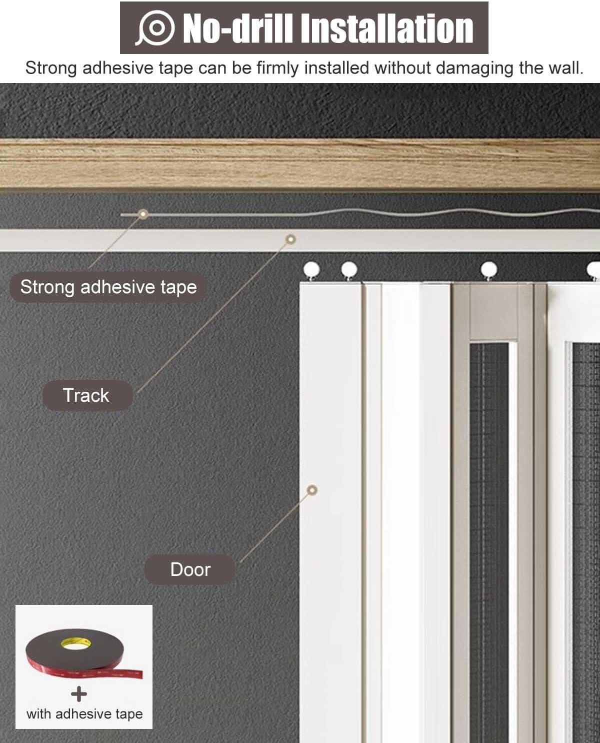 Accordion Folding Door - No-Drill Interior Retractable Privacy Door, Sliding Room Divider, White Multifold Screen, Custom Size (30x39in / 76x100cm)