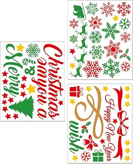 Holiday Decals - Christmas Tree Snowflake Elk Stickers, 3 Removable Static Sheets, Reusable Decorative Design, Easy to Apply and Remove, Festive Home Decor for Windowpane Door Bathroom Notebooks