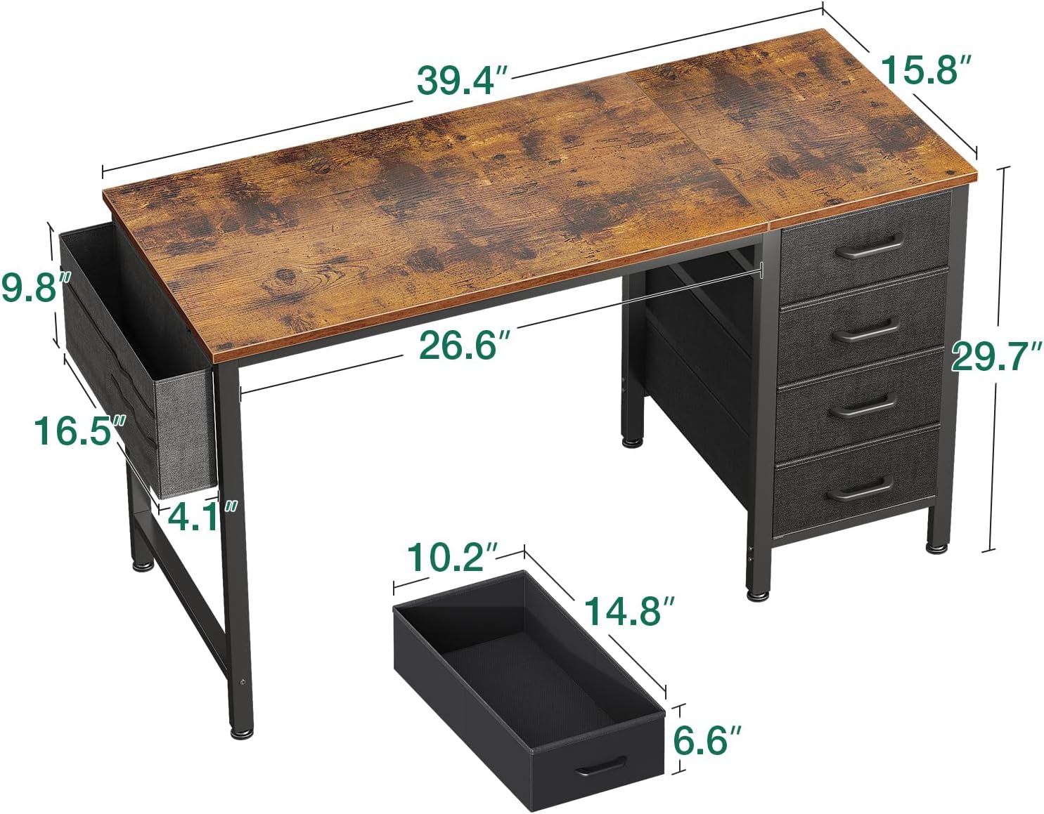 Dimensions of the Casaottima 40-Inch Small Computer Desk