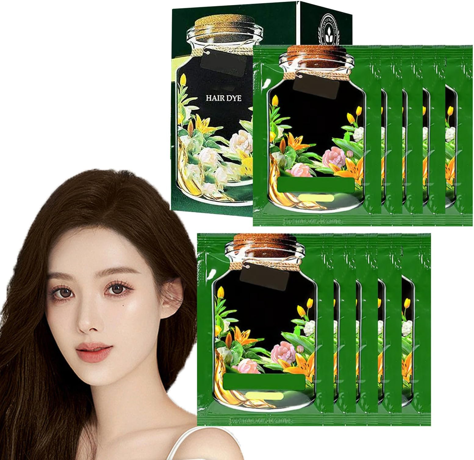 3-in-1 Botanical Hair Coloring Cream -Natural Plant Hair Dye Nourishing Plant-Based Hair Color, Bubble Hair Dye Shampoo for Women Men, Pure Plant Extract (Coffee brown)