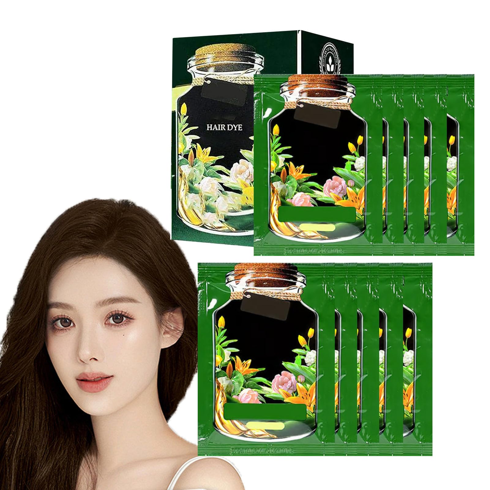 3-in-1 Botanical Hair Coloring Cream -Natural Plant Hair Dye Nourishing Plant-Based Hair Color, Bubble Hair Dye Shampoo for Women Men, Pure Plant Extract (Coffee brown)