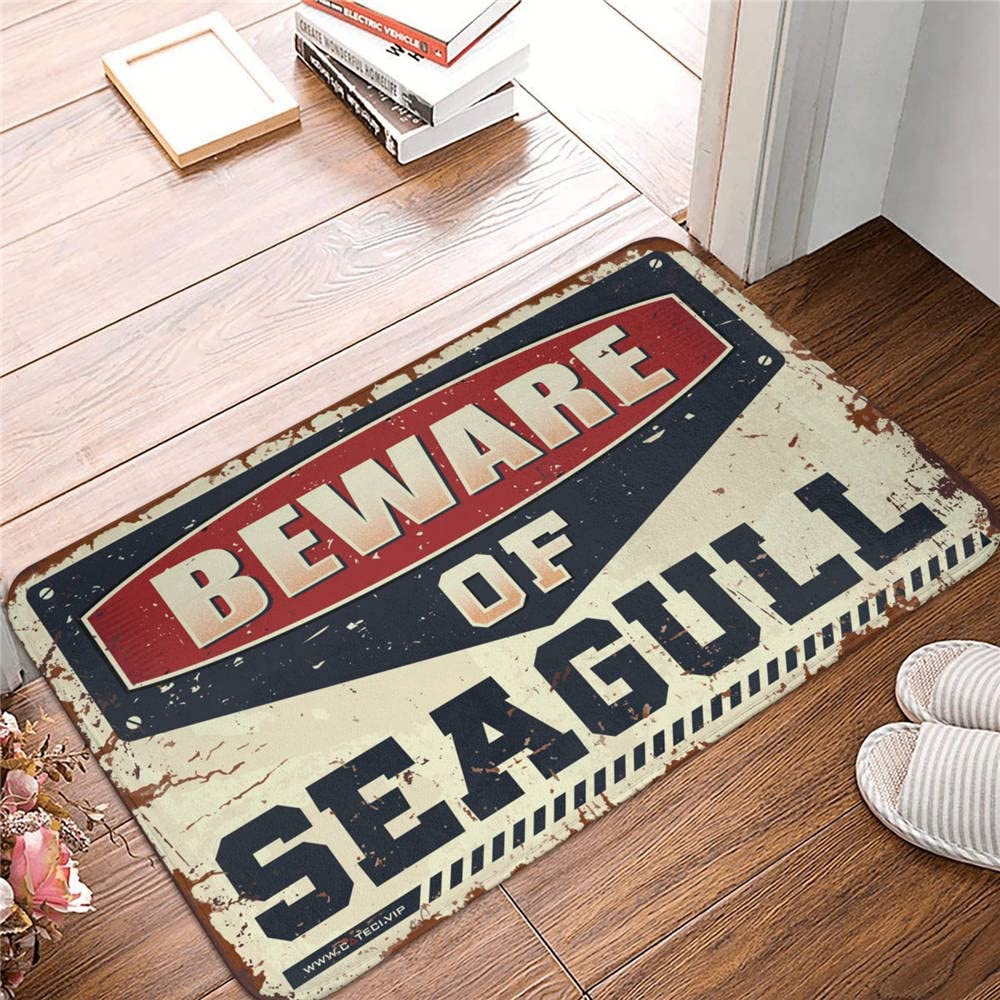 Tapis extérieur de porte 65x90 cm stoppe la saleté avec style Beware of Seagull antidérapant
