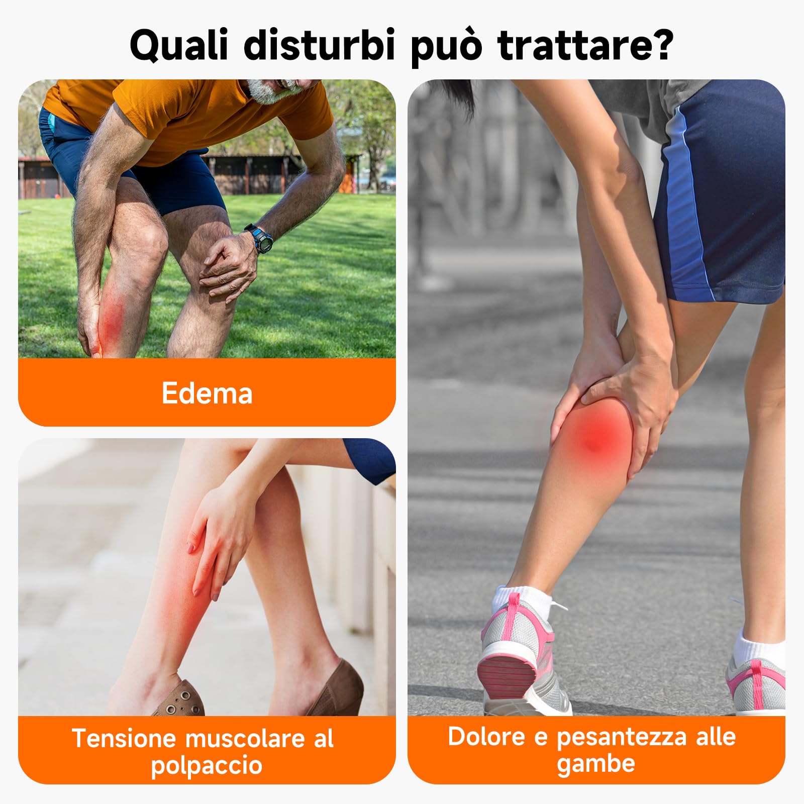 Massaggiatore Gambe Wireless, Massaggiatore per Polpacci con Calore e Compressione d'aria, Massaggiatore Piedi – 3 Modalità | 3 Intensità | Ricaricabile | Dimensioni Regolabili