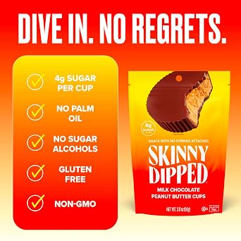 Skinnydipped, Milk Chocolate Peanut Butter Cup, 3.17 Ounce