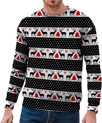 Atforna Kersttrui voor heren, lelijke kersttrui, grappige kersttrui, ronde hals, gebreide trui met sneeuwvlok voor kerstfeest, XXL