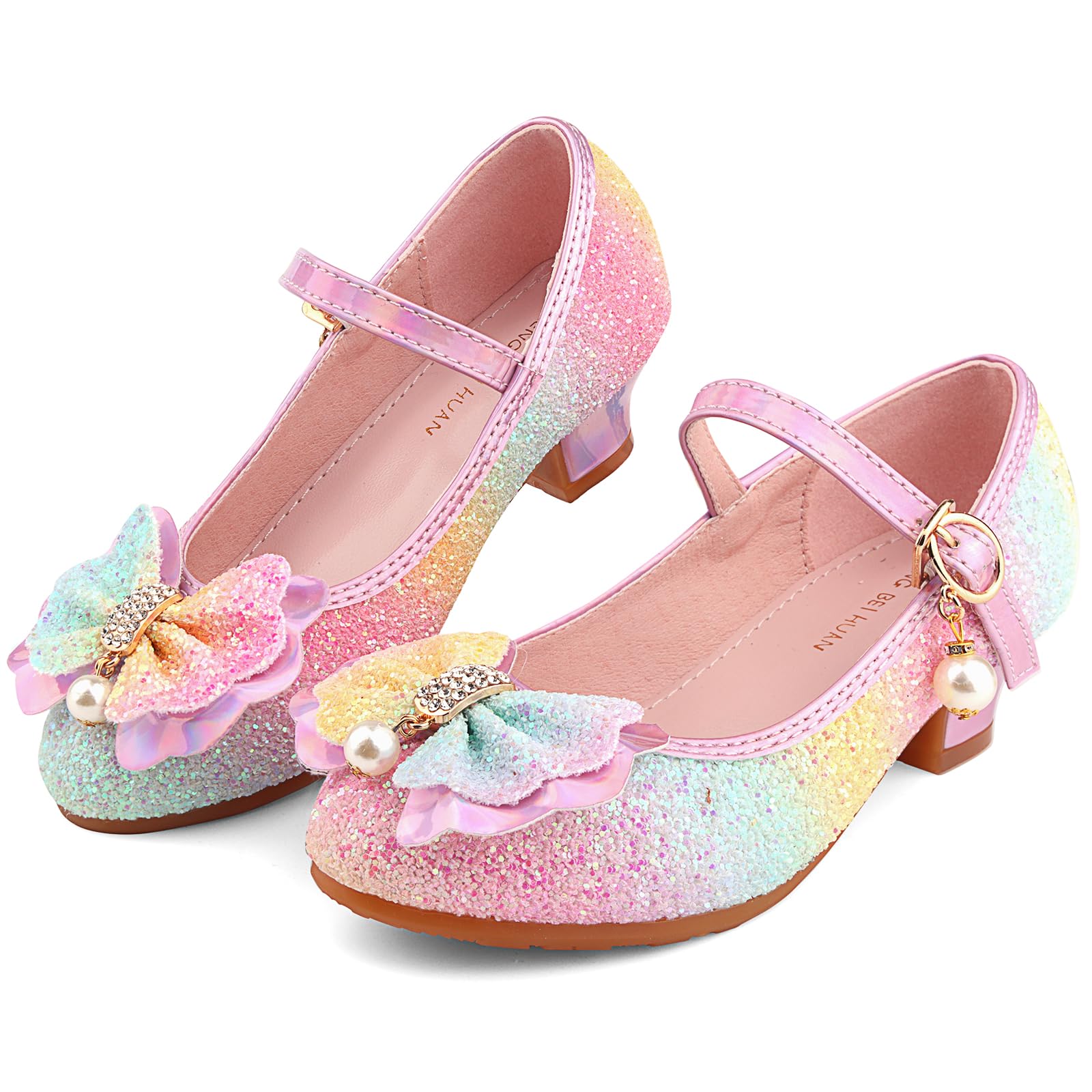 KUWIBY Girl's Princess Mary Jane Pump Shoes - Pink Silver Blue Purple White - Size 12 Months