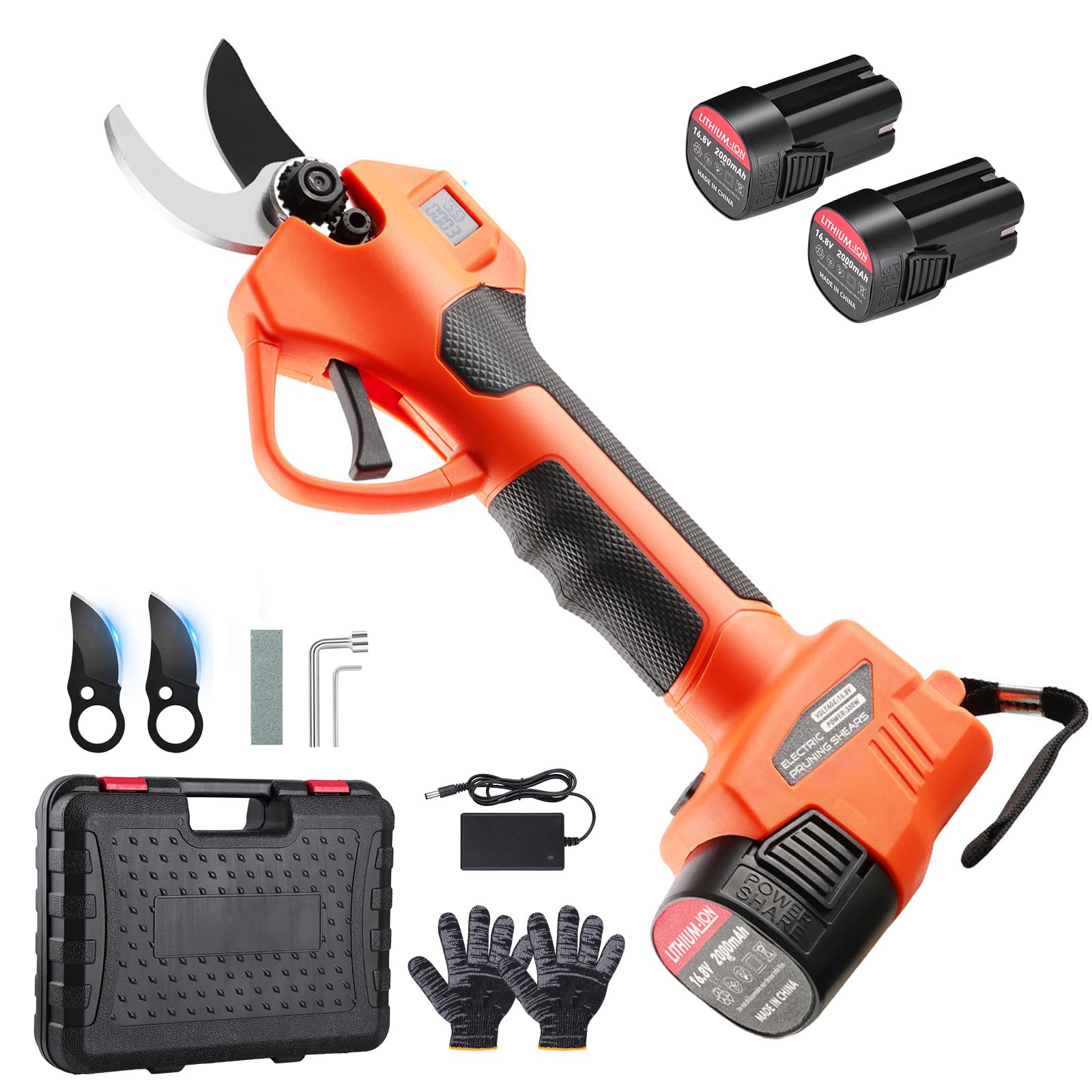 Forbici Potatura a Batteria Brushless 35 mm con 2 Batterie 2.0Ah | Doppia apertura regolabile per rami diversi, lama precisa, perfetta per alberi da frutto, vigneto e lavori di giardinaggio