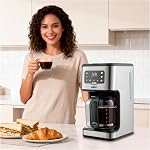 Salton Stainless Steel Digital Coffee Maker – 14 Cups | Hot & Cold Coffee Modes | 24 Hour Timer | led Touch Screen | Reusable Filter | Anti-Drip Feature | Hot Hold Plate | Proudly Canadian