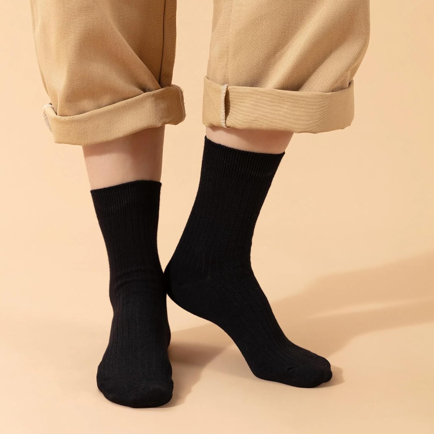 Ndoobiy Mens Cotton Crew Socks Moisture-Wicking Socks for Men Work-6 Pairs - Image 3