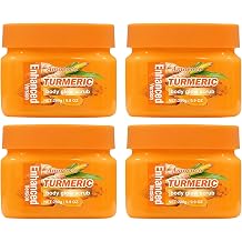 4Packs Turmeric Body Scrub, Botanical Skin Cleanser for Dullness & Uneven Tone, Gentle Exfoliating Scrub for Smooth & Glowing Skin Texture, 9.8 oz*4