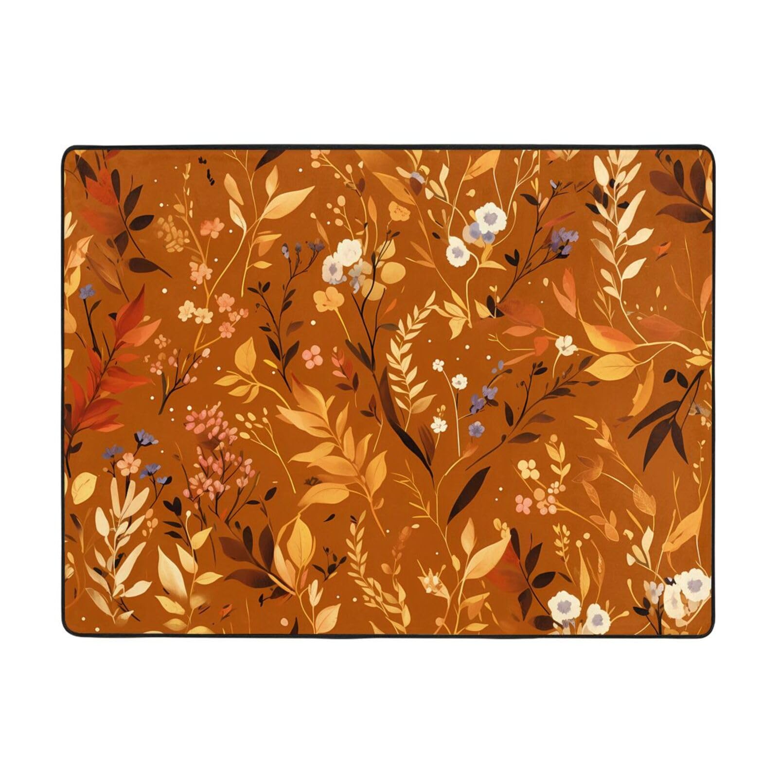 Tapis imprimé orange brûlé résistant à l'usure pour passage fréquent