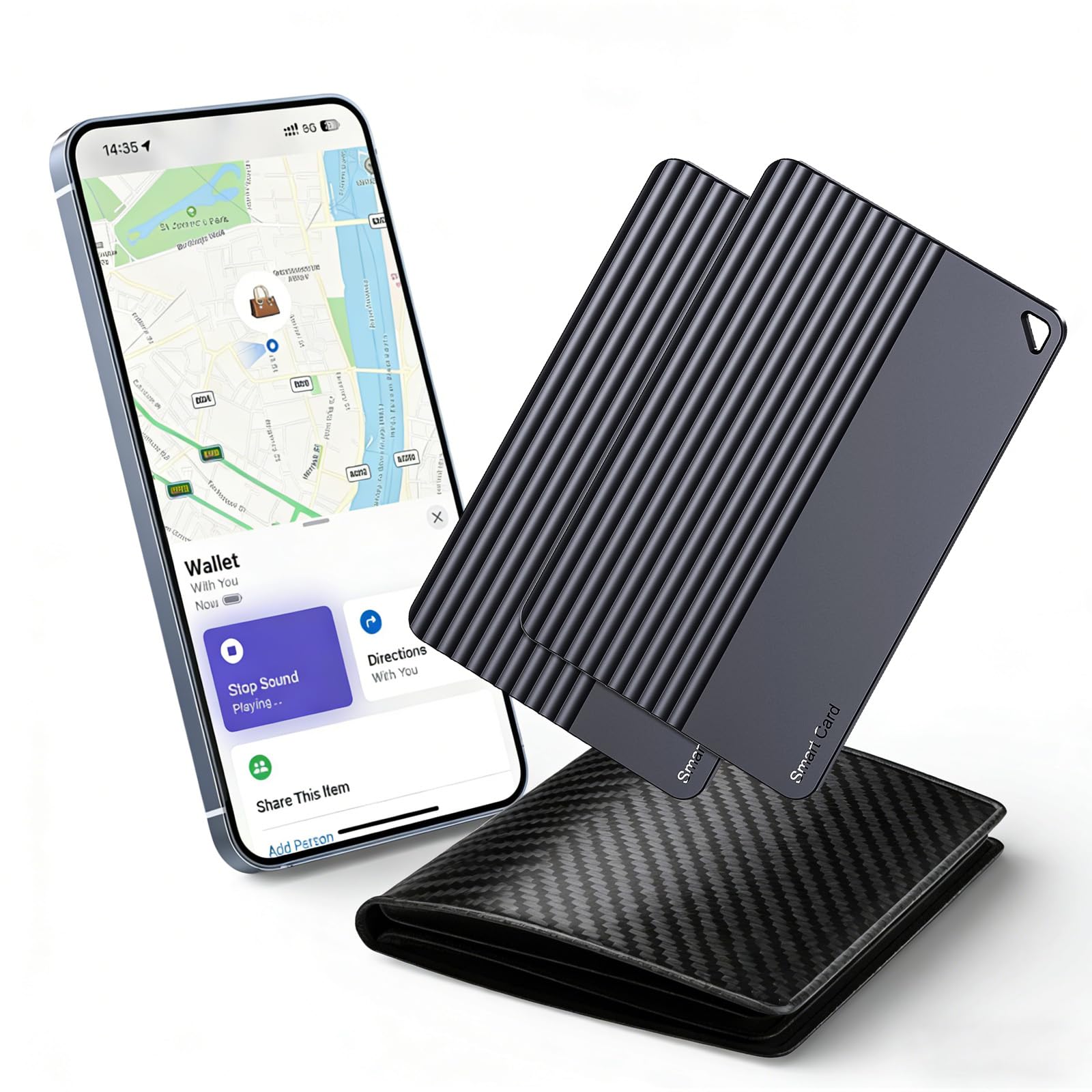 Portafoglio Tracker Card per iOS Find My, batteria di 10 anni, nessuna ricarica richiesta, Smart Slim Card Tracker per portafoglio, passaporto e bagagli, ricerca oggetti intelligenti per