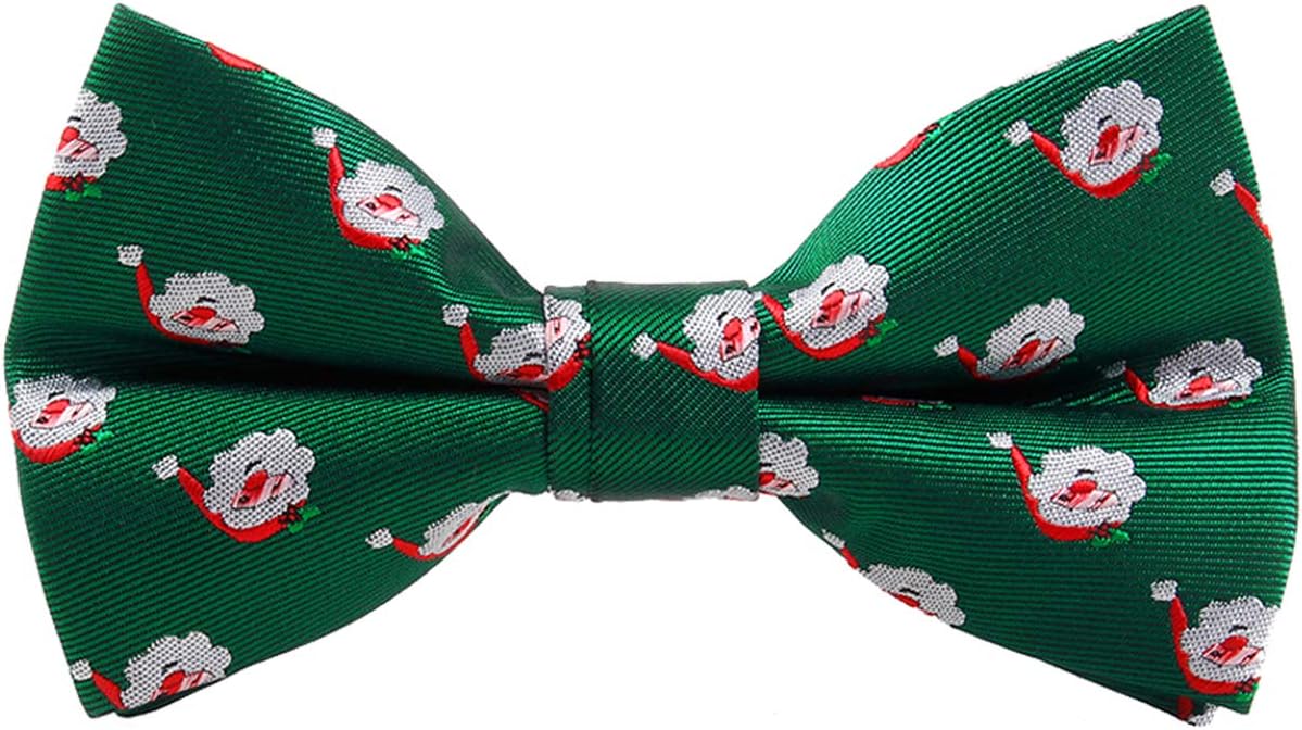 Mens Christmas Bow Tie Festival Theme Pattern Jacquard Woven Xmas Party Pre-Tied Bowties