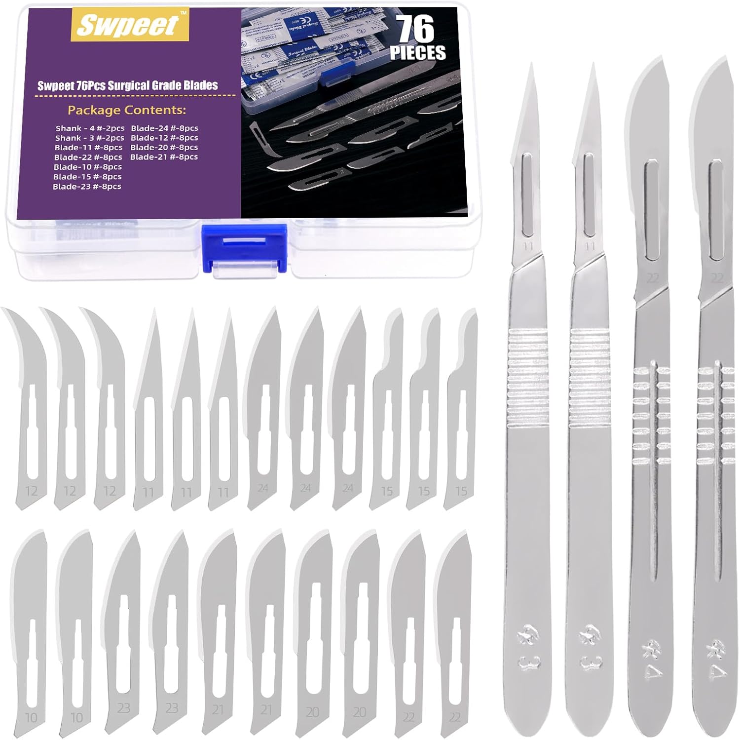 Swpeet 65Pcs 6 Styles 101112141515C Scalpel Blades Surgical Grade