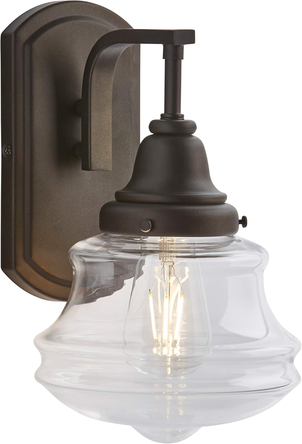 Bеѕt Cуbеr Dеаlѕ 🔥 Amazon Brand – Stone & Beam Vintage Indoor Outdoor Wall Sconce with Light Bulb And Clear Glass Shade- 7 x 7 x 11.5 Inches, Antique Bronze