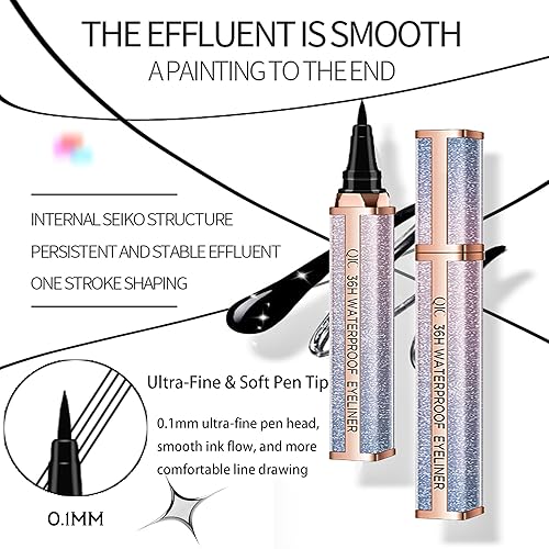 Miniatura 5 de Easilydays Delineador de ojos líquido estrellado, delineador de ojos negro impermeable 36H Hyper Easy delineador de ojos de fieltro de precisión,