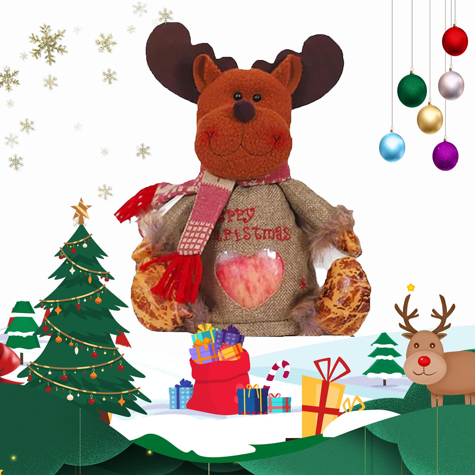 Christmas Gift Bags Zipper Design, Christmas Gift Doll Bags, Small Christmas Gift Bags, Christmas Candy Bags, Christmas Bags With Drawstring,Christmas Gift Bags For Party And Festival (Reindeer)