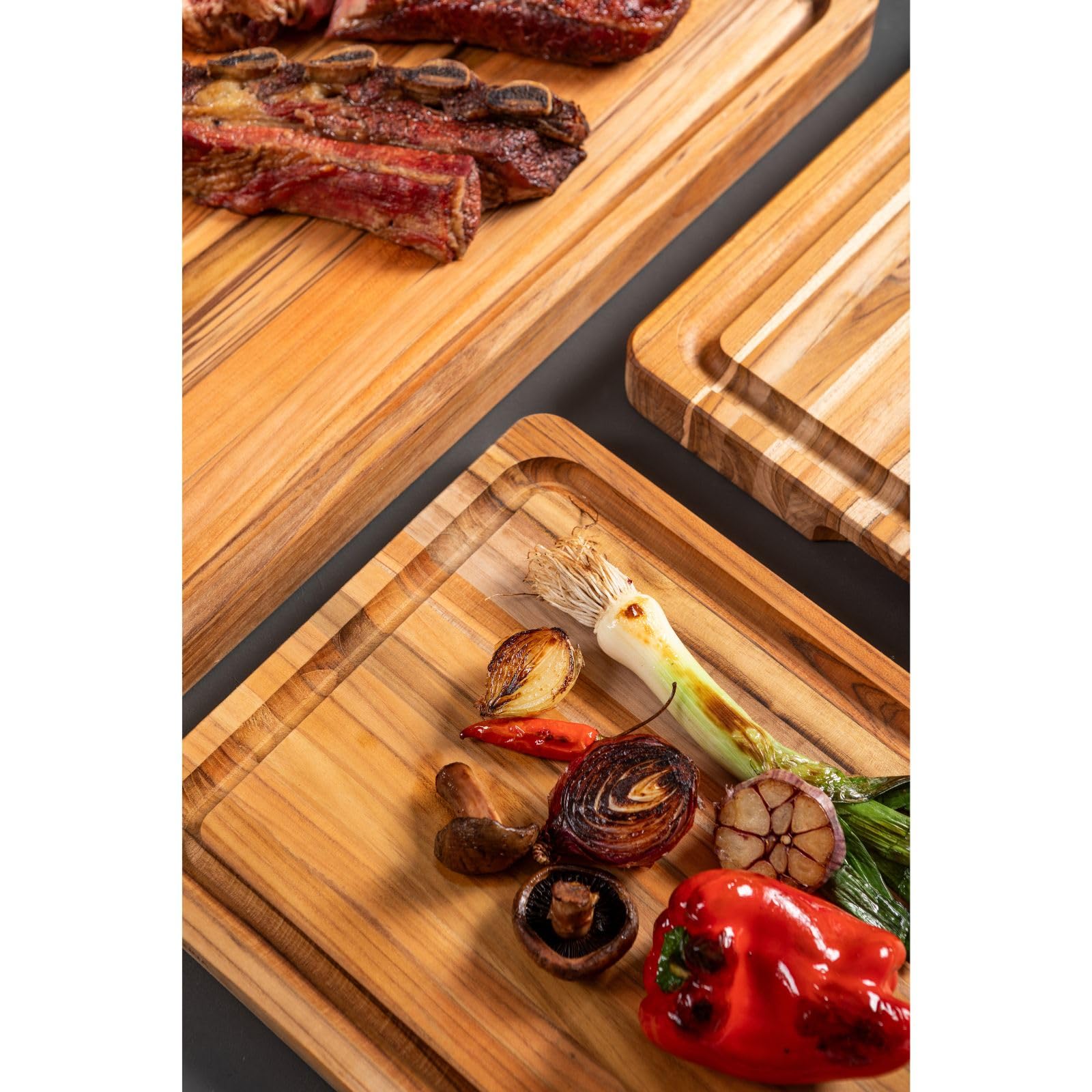 Tramontina Tabla de Madera Teca certificada para Presentación y Corte Churrasco Premium 40 x 30 cm