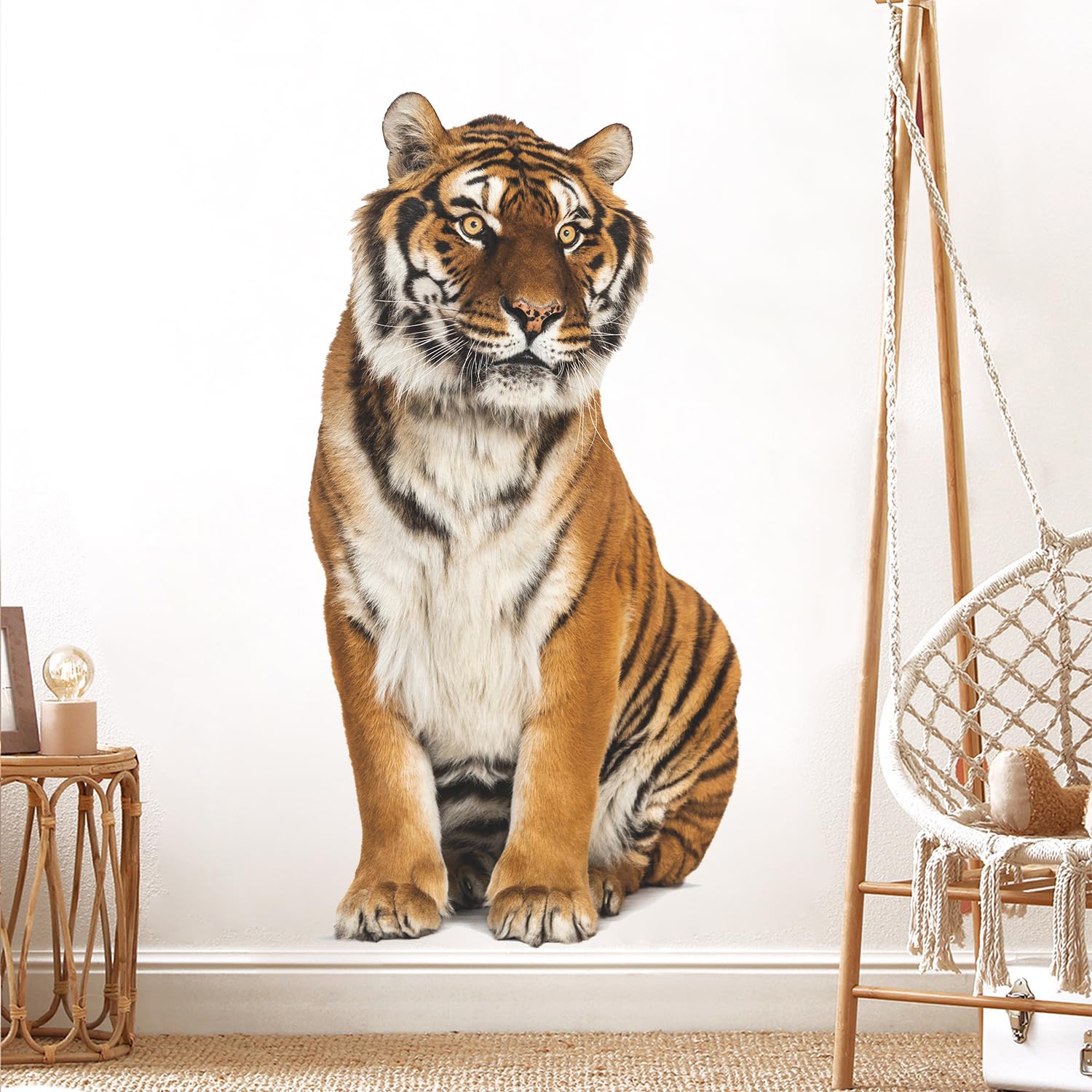 Lifelike Lying Tiger Wall Decal - Removable Peel & Stick Jungle Animal Wall Art For Nursery, Bedroom, Playroom
