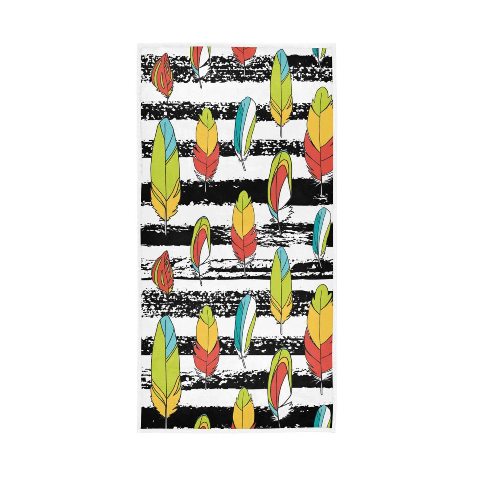 LSRCPD Hand Towels Parrot Bird Feather Stripe Decor Fingertip Soft Face Towel Absorbent Bathroom Kitchen Towels