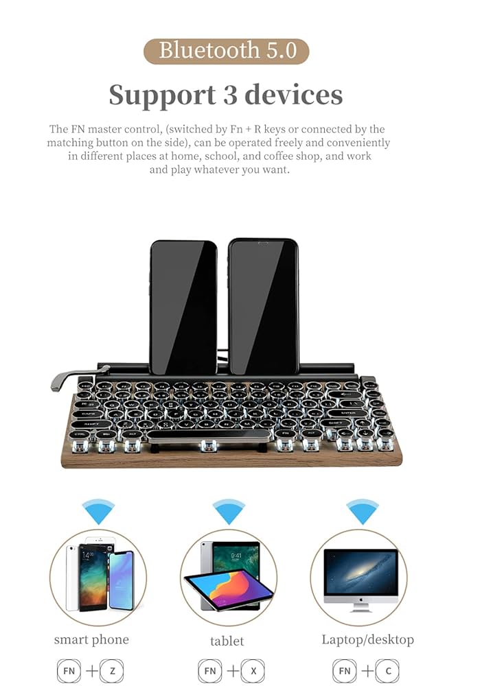 Green Axis Mechanical Keyboard-typewriter Shape, Retro Design; Built-in