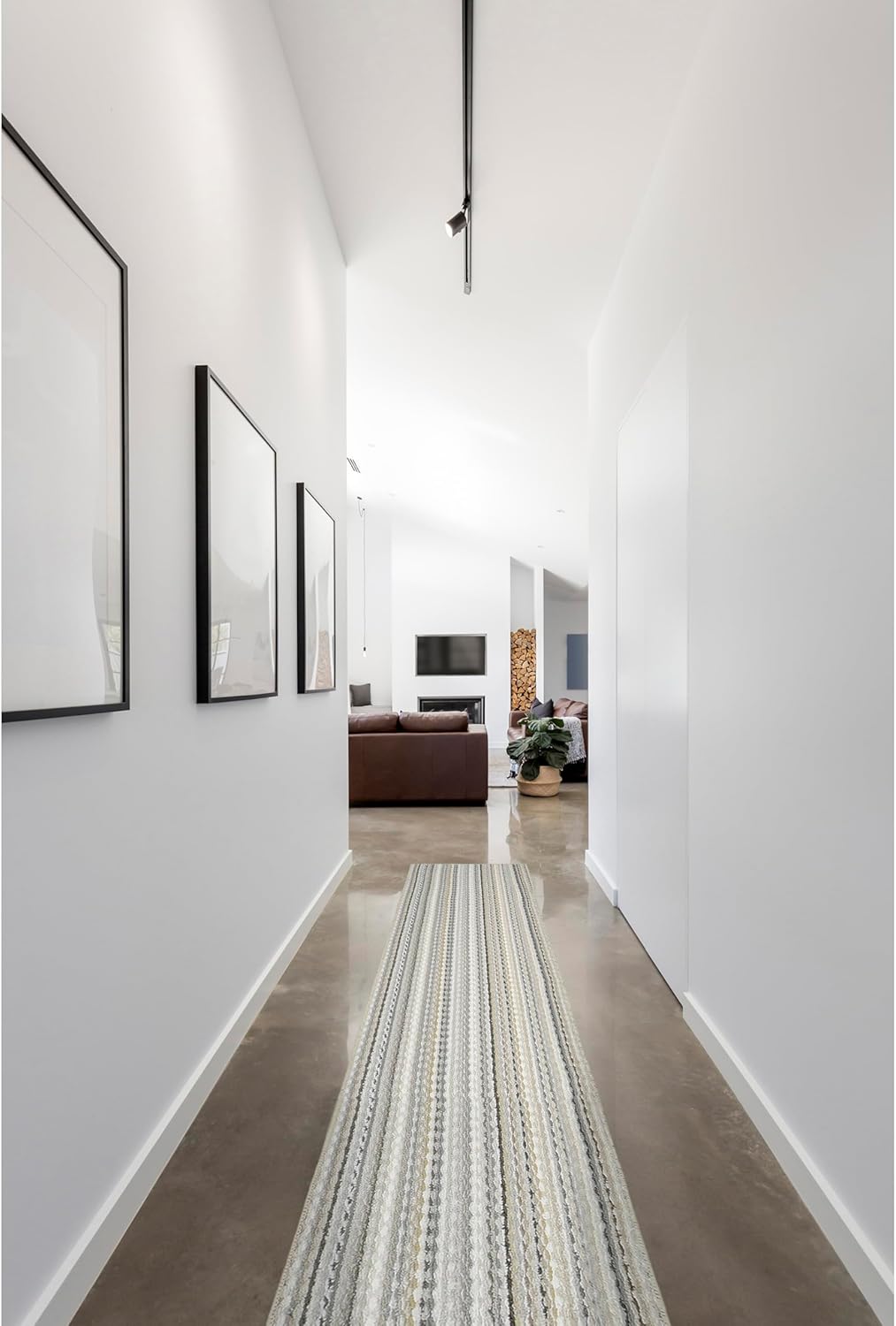Garland Rug Carnival Stripe Non-Slip Recycled 2' x 12' Random Earthtone Stripes Area Rug – Modern, Stain-Resistant, Ideal for Living Rooms & High-Traffic Areas