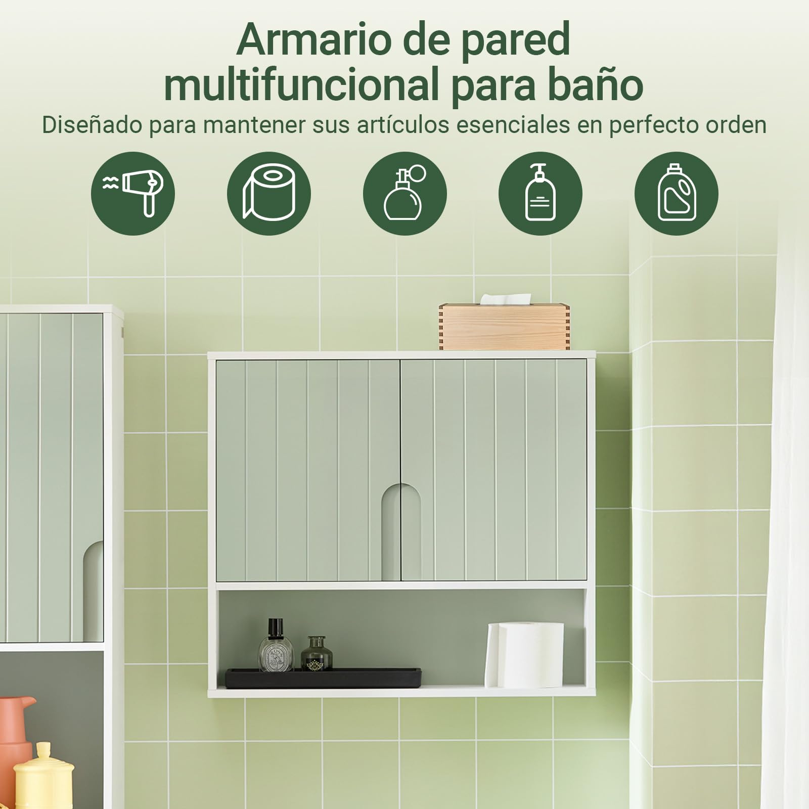 SoBuy Armario Baño Pared Mueble Baño Colgar Suspendido, Armario de Pared Ultraplano 15 cm, Vitrina Mural Compacta, Mueble Pequeño, Estante Abierto, Bathroom Cabinet BZR140-GR