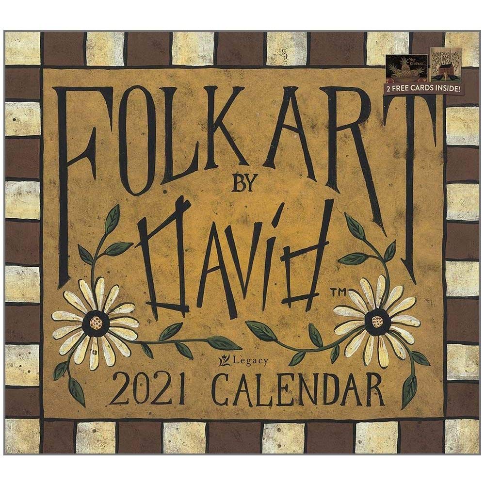 Legacy 2021 Folk Art by David Wall Calendar 13 3/8" x 12" x 1/4"