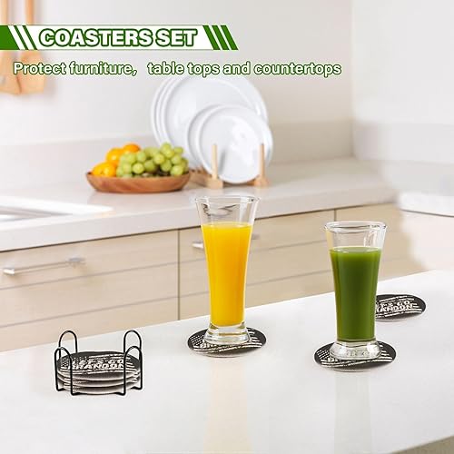 Miniatura 7 de Absorbant Coasters Set with Holder 6 Pack Drink Coasters for Home Coasters for Office Posavasos para Mesa Black American Flag