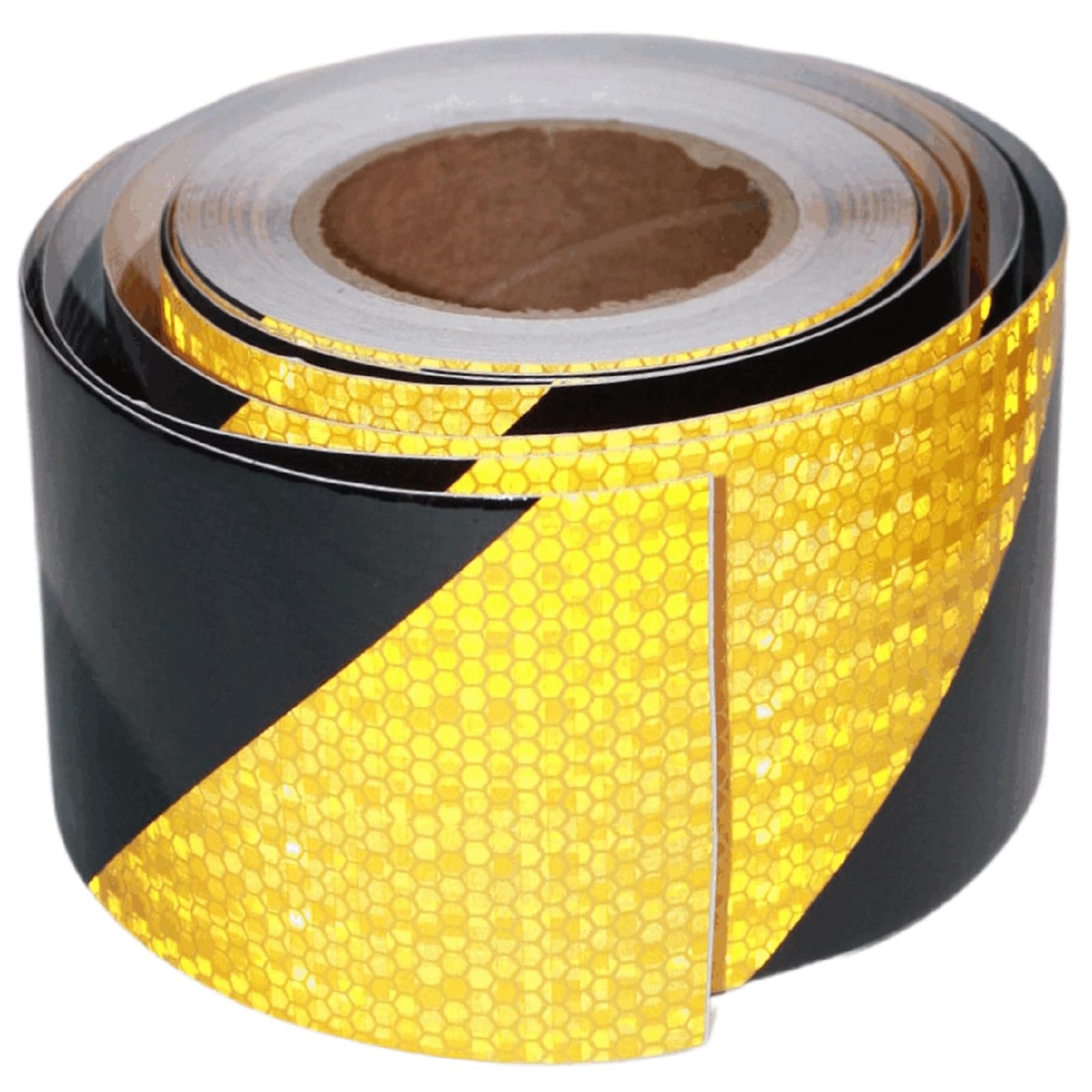 tuyrchu Yellow Black Reflective Tape 4 inch X 66 feet, Outdoor Waterproof Hazard Conspicuity Warning Industrial Marking Tape