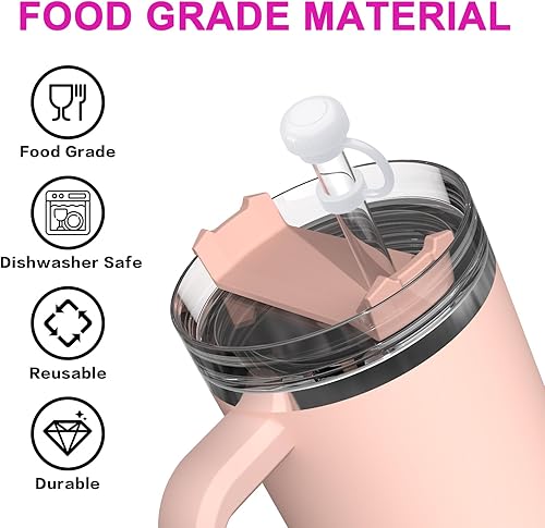 Miniatura 3 de Alwenid - 6 popotes de repuesto para Stanley 40, 30, 20, 14 onzas, puntas de silicona reutilizables con popotes transparentes, accesorios para