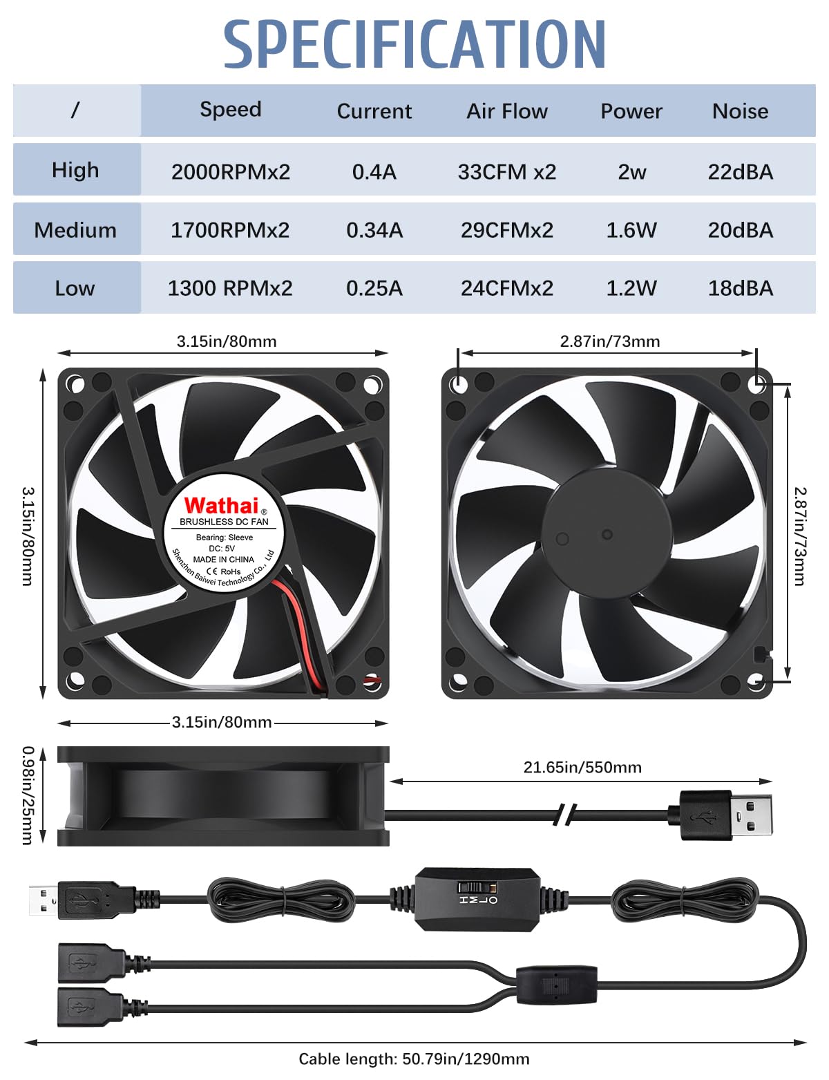 Snapklik.com : 80mm X 80mm X 25mm USB Fan 5V For Computer Laptop Router ...