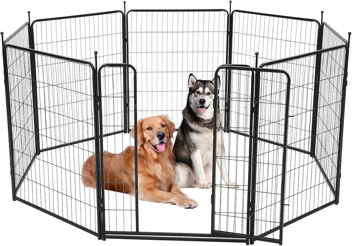 Dog Playpen Outdoor, 8panel Dog Fence with Gate for Yard,Pet Exercise Pen for Rv Camping Garden for Puppy and Small Dogs with Fixed Stakes