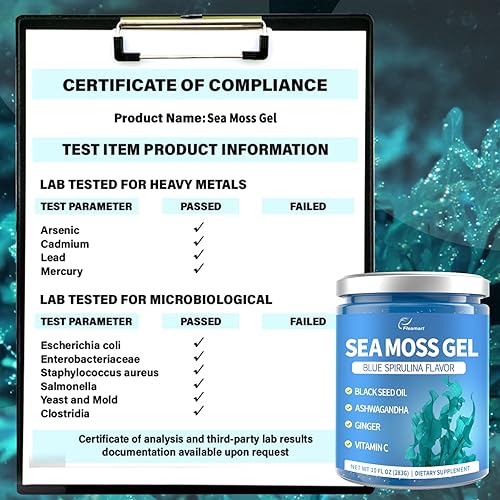 Miniatura 4 de Gel de musgo marino de 10 onzas, gel de musgo marino irlandés silvestre, superalimento vegano, vitaminas minerales, sabor a espirulina azul