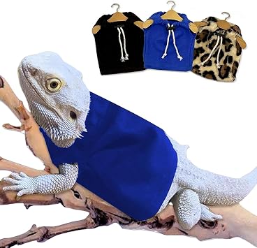 Lizard Clothes Bearded Dragon Hoodie Sweater Jacket Small Pet Costume Flannel Apparel for Reptiles Party Cosplay Props Chameleon Outfit Reptile Clothing AccessoriesBlue