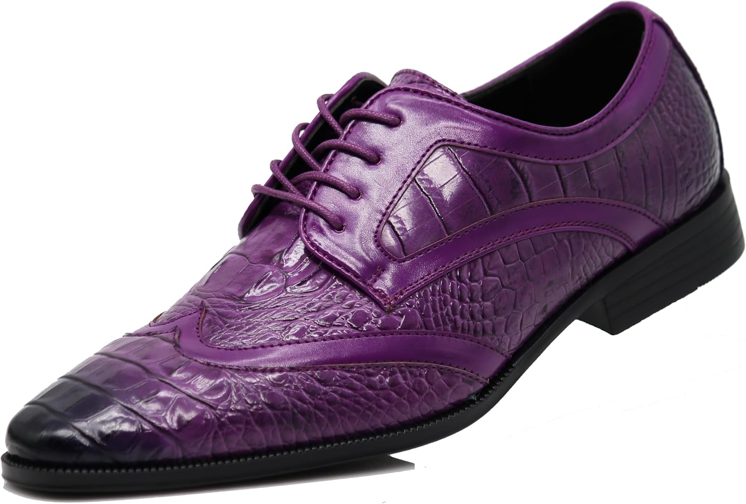 ODN Men’s Alligator Crocodile Print Oxfords Fashion Lace Up Dress Shoes