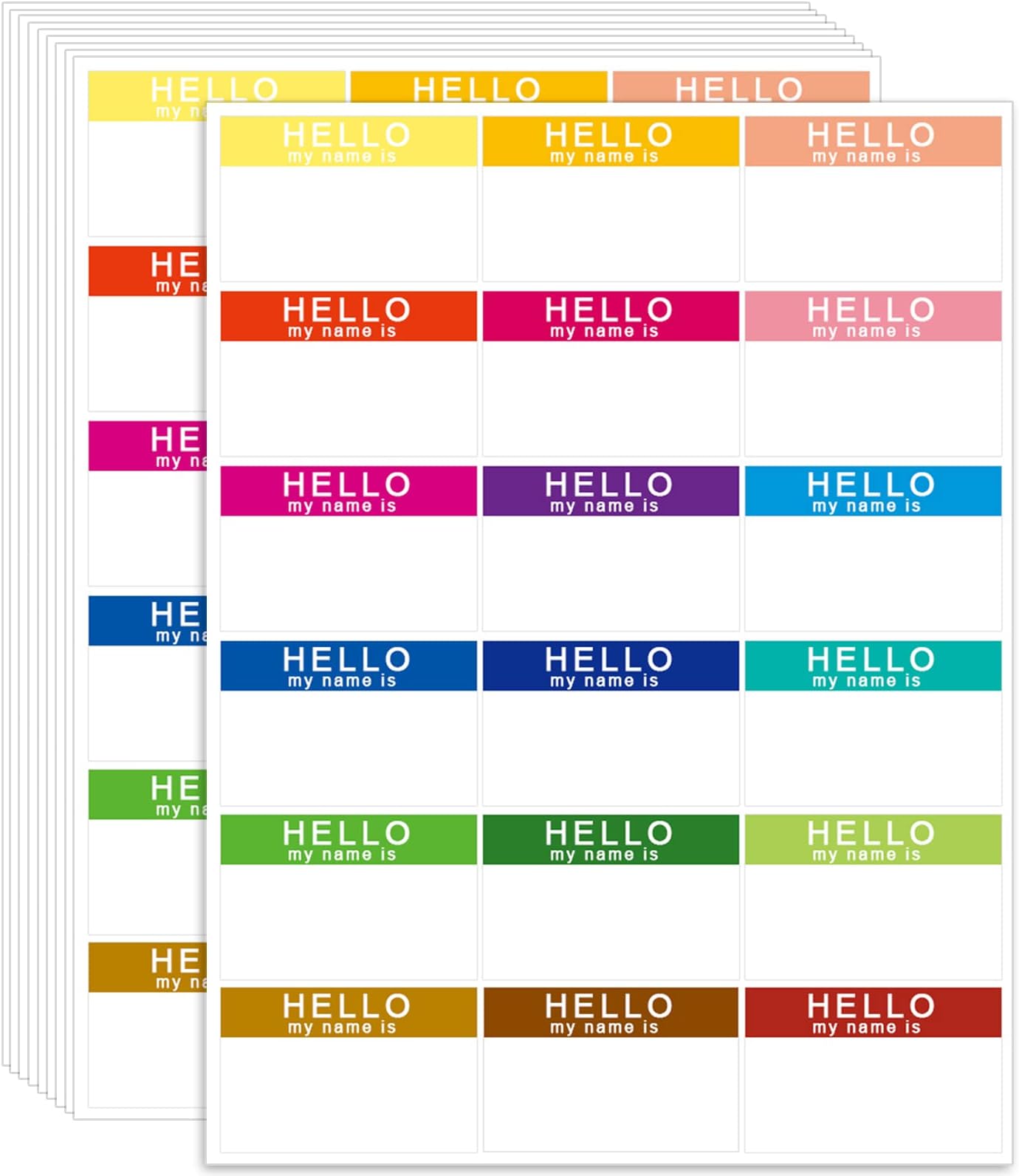 630 Pcs Name Tags Sticker, Hello My Name is Stickers 18 Color, Name Tag Stickers, Hello My Name is Name Tag, Name Tags Sticker for Themed Party School Office Home 3"x2" (630)