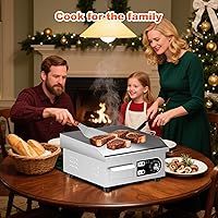 Vista 8 de 14’’ Commercial Electric Griddle - Electric Cast Iron Griddle w/Stainless Steel Material and Non-Stick, 110V Commercial Griddle w/ 1/2" Thick Iron