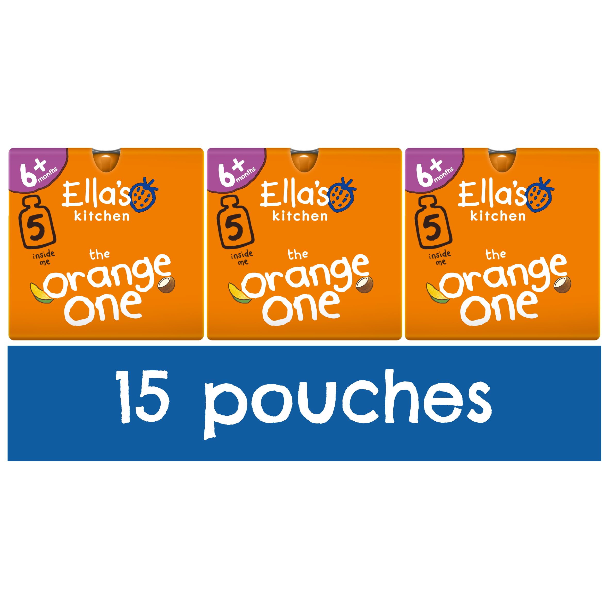 Ellas Kitchen The Orange One Fruit Smoothie Multipack 5x90 g (Pack of 3, Total 15 Pouches)