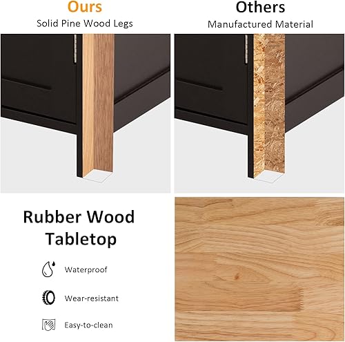 Miniatura 7 de COSTWAY Carrito de isla de almacenamiento de cocina con ruedas, carrito de cocina con estante para vino, estantes y toallero, ruedas de 360° y