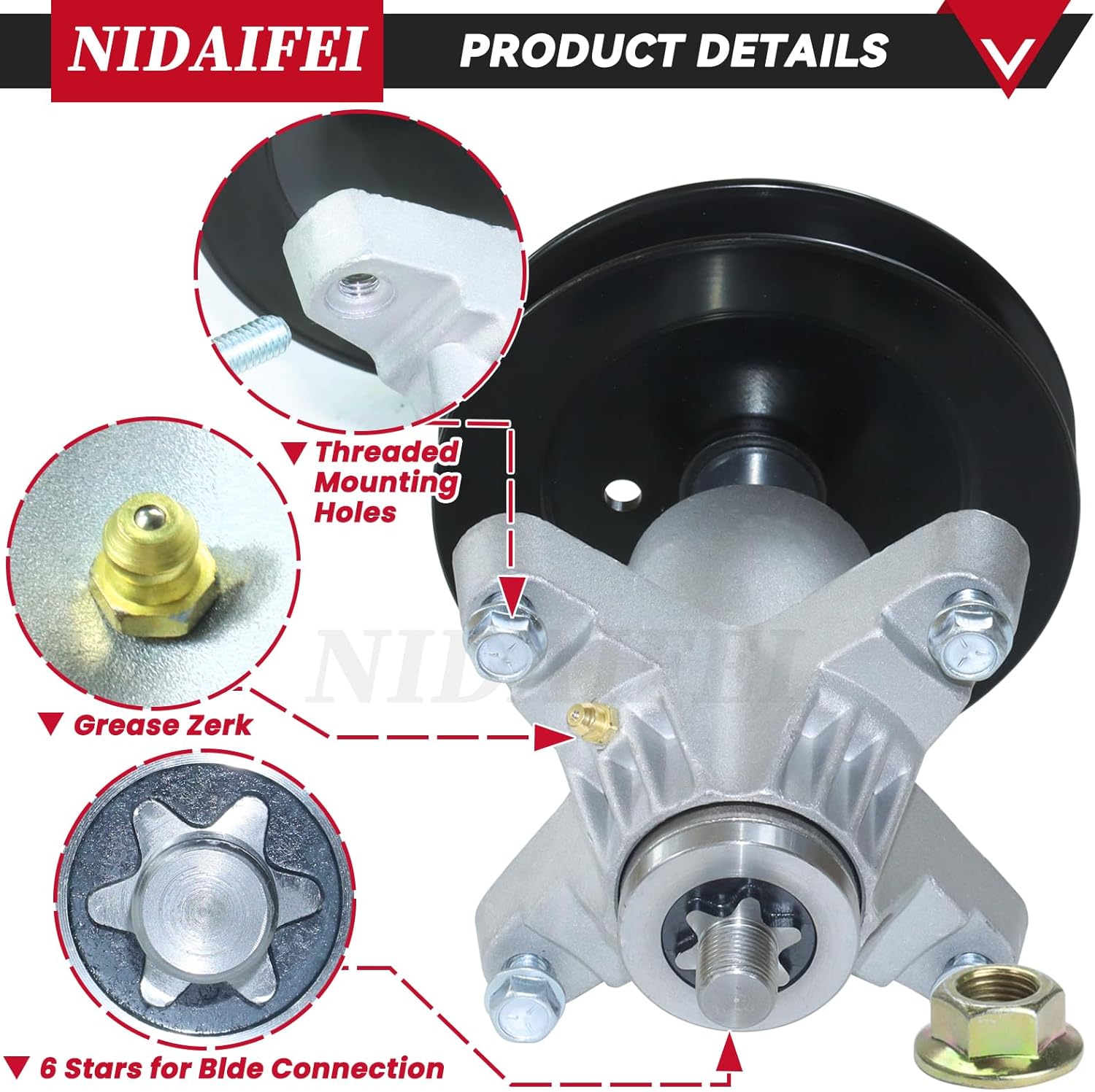 3 Pack 918-0671 Spindle Assembly with 756-04129 Idler Pulley Replaces 918-0671B, 918-04608A, 618-0671, 618-04608, 918-0671D for Cub Cadet RZT 54, GT1554, Craftsman ZTL8000 Tractor